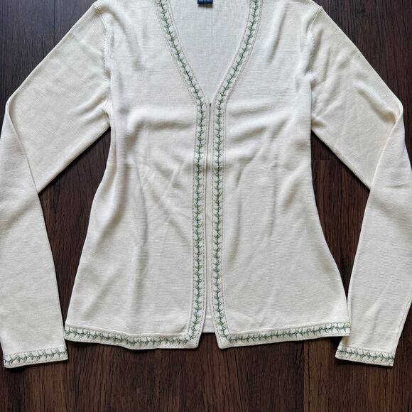 Ann Taylor 100% Silk Cardigan – Embroidered Trim, Size Small - Picture 4 of 8